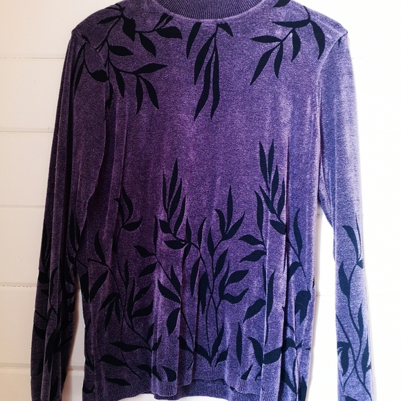 TRADITION vintage textured purple floral sweater - Picture 1 of 8